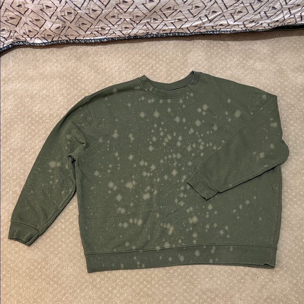 Wild Fable Olive Tie-Dye Crewneck Sweatshirt, Size L